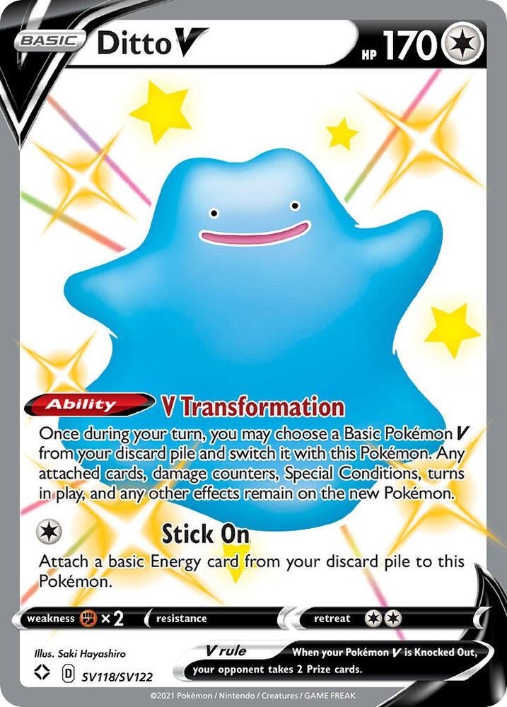 Ditto V SV118/SV122 Shining Fates Shiny Rare V or VMAX mint SV118 Pokemon 2022