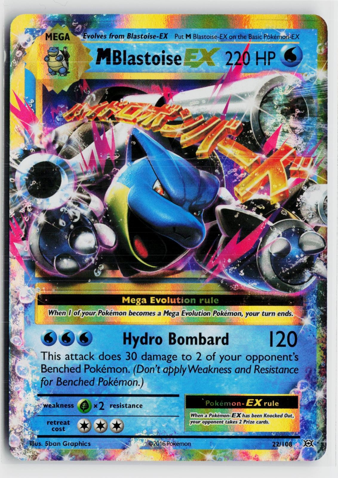 M Blastoise EX 22/108 Evolutions NM Holo EX Rare Pokemon
