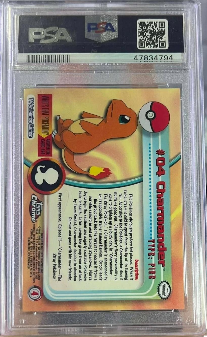 Charmander 4 Topps Chrome T.v. Pokemon PSA 9