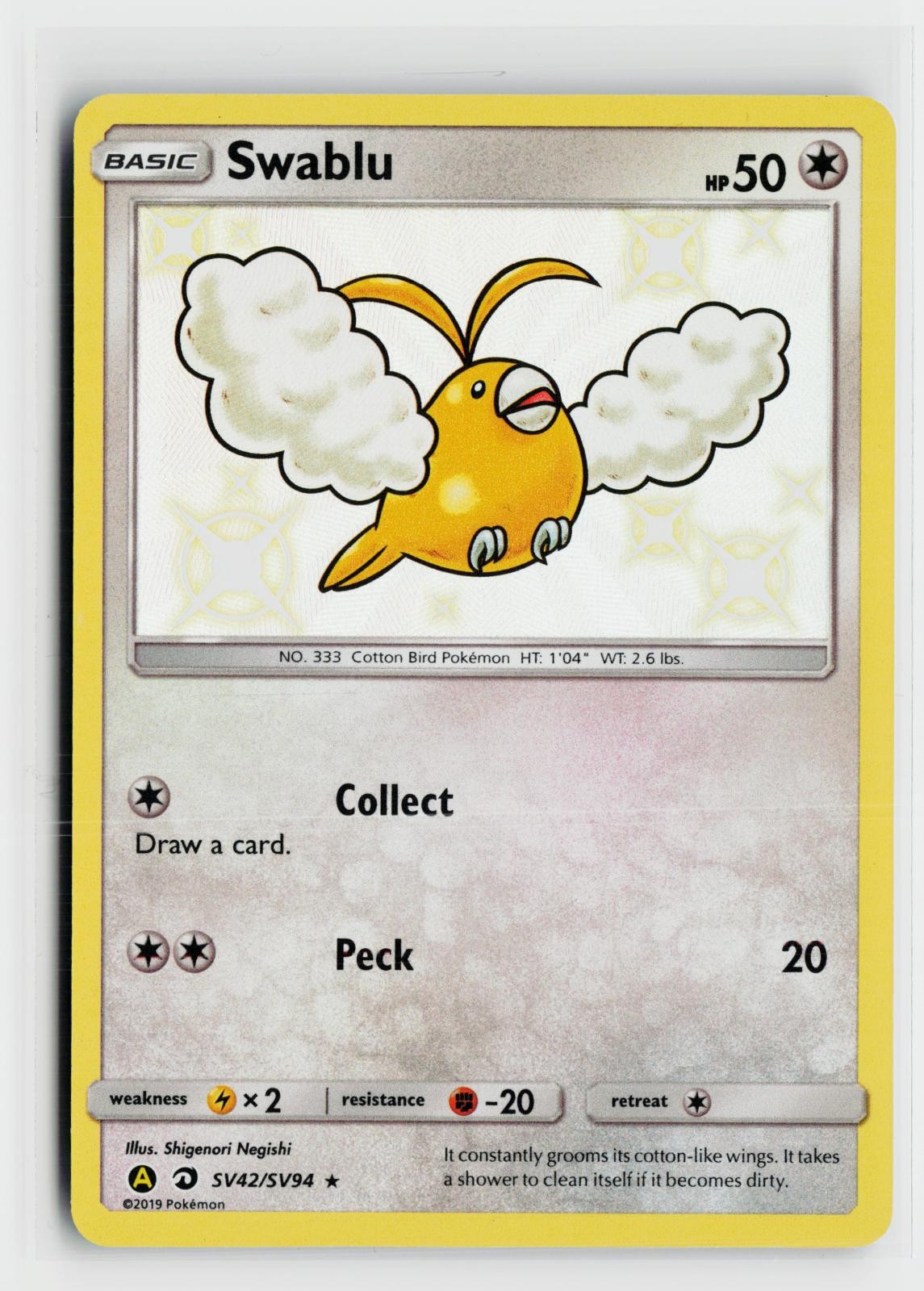 Swablu SV42/SV94 Hidden Fates Shiny Vault NM Shiny Rare Holo Pokemon