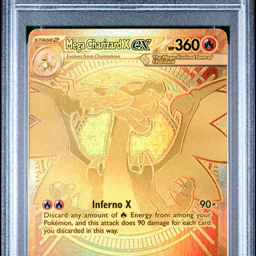 Gold Mega Charizard X EX 130/094 Phantasmal Flames Pokemon PSA 90