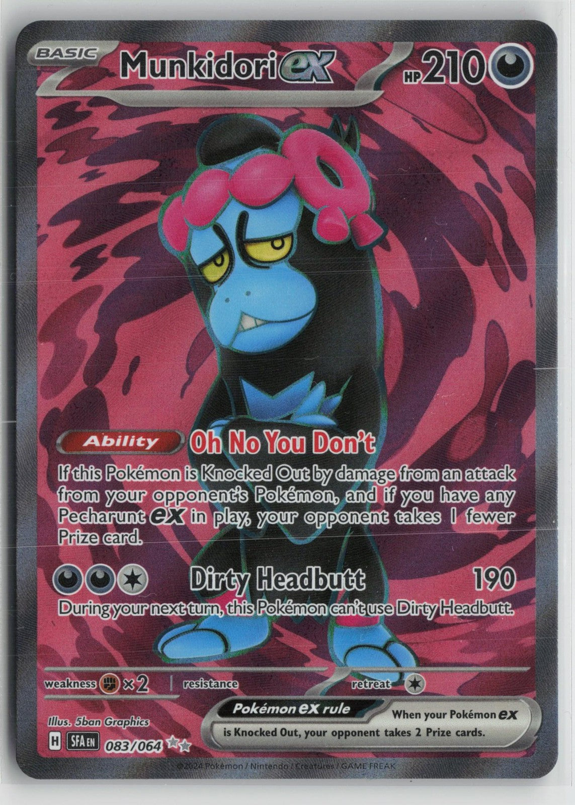 Munkidori ex 083/064 Ultra Rare Shrouded Fable Pokemon NM