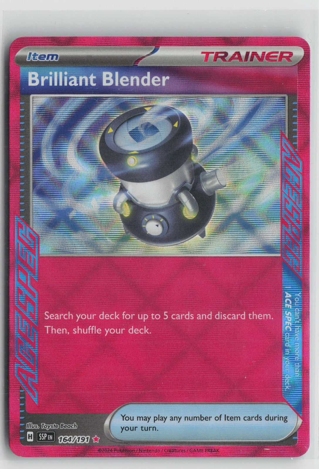 Brilliant Blender 164/191 ACE SPEC Rare Surging Sparks Pokemon NM