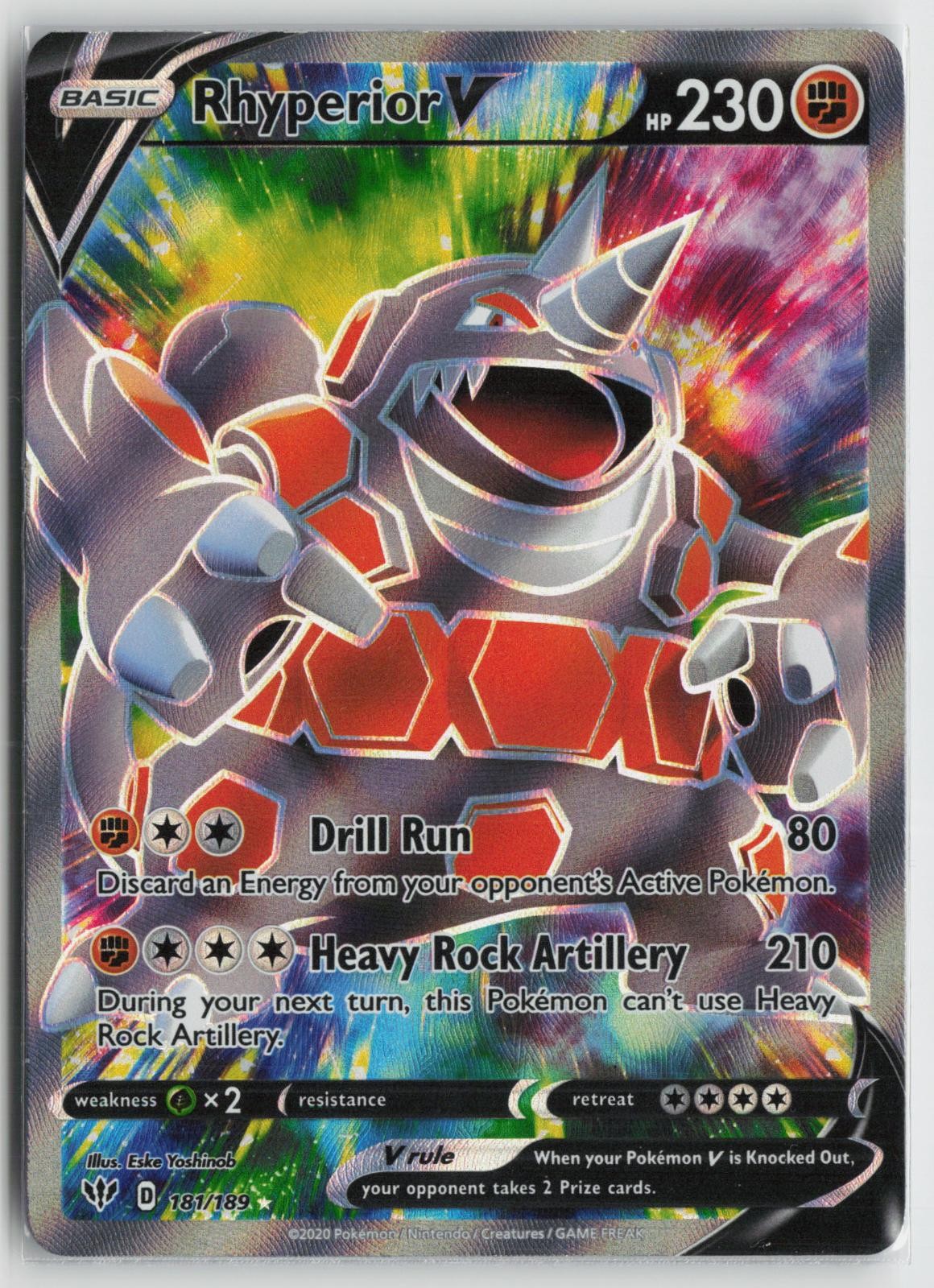 Rhyperior V 181/189 Ultra Rare Darkness Ablaze Pokemon NM