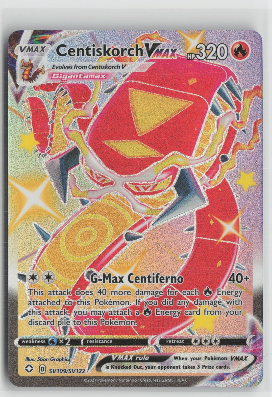 Centiskorch VMAX SV109/SV122 Holo VMAX Rare Shining Fates Shiny Vault Pokemon NM
