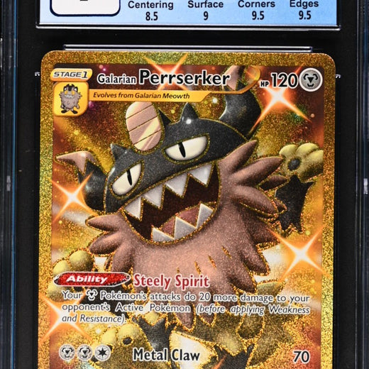 Galarian Perrserker 205/192 Secret Rare Holo Rebel Clash Pokemon CGC 9 Mint0