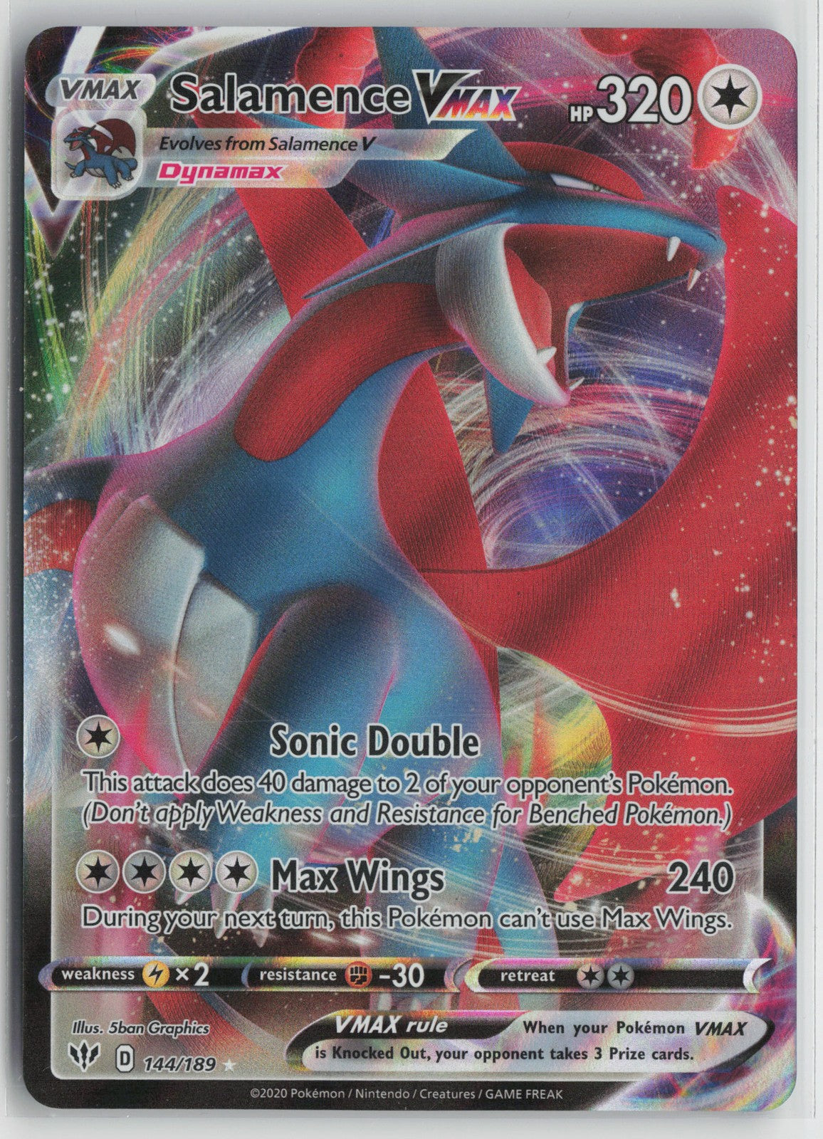 Salamence VMAX Ultra Rare SWSH03: Darkness Ablaze 144/189 NM
