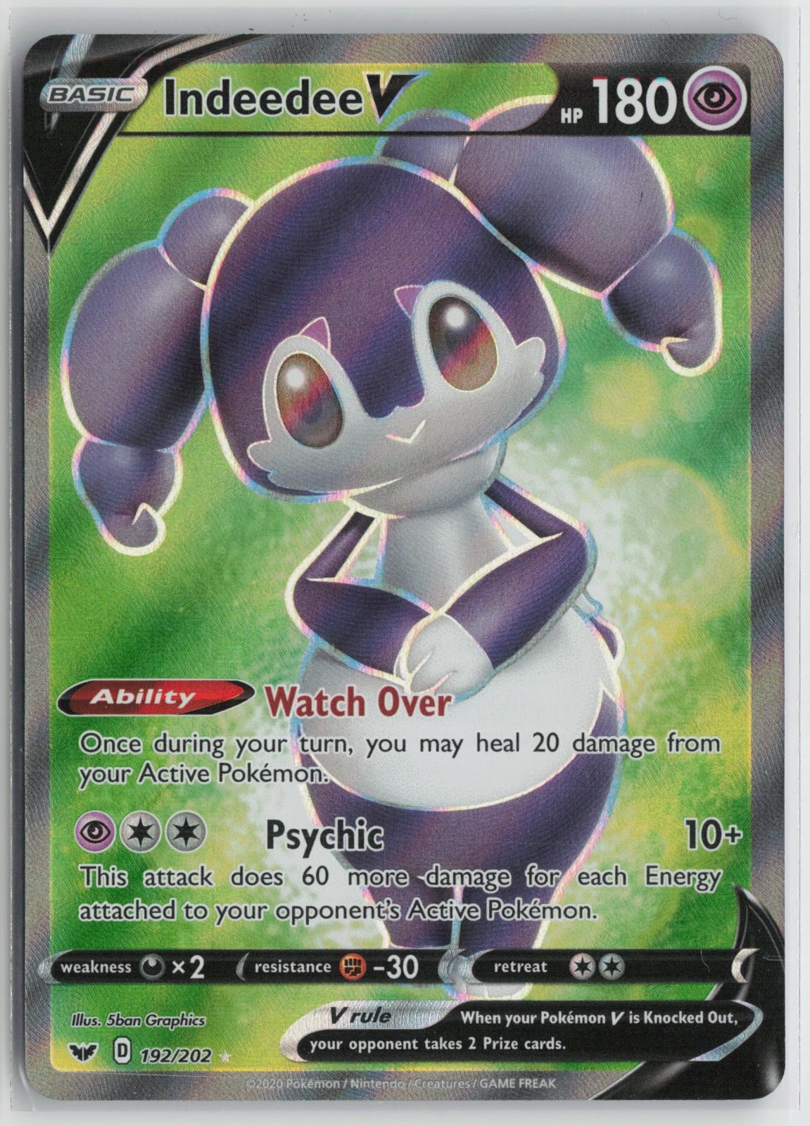 Indeedee V 192/202 Ultra Rare Sword & Shield Pokemon NM