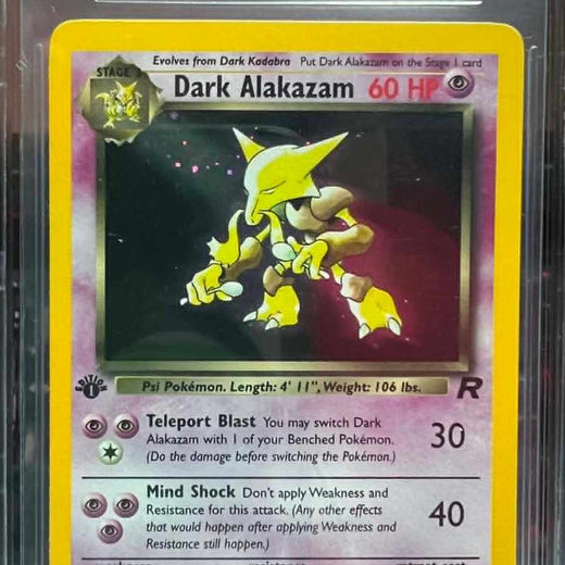 Dark Alakazam Holo R 1 Team Rocket 1st Edition Pokemon Bgs 8.5 Silver0