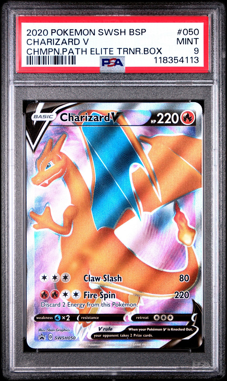 Charizard V 050/073 Champion's Path Elite Trainer Box Pokemon PSA 9