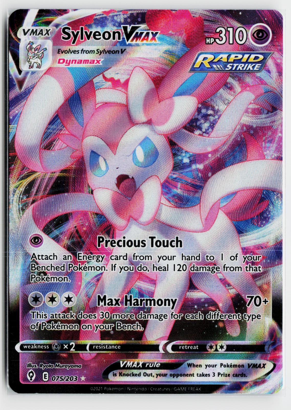Sylveon VMAX 075/203 Evolving Skies NM Holo VMAX Rare Pokemon
