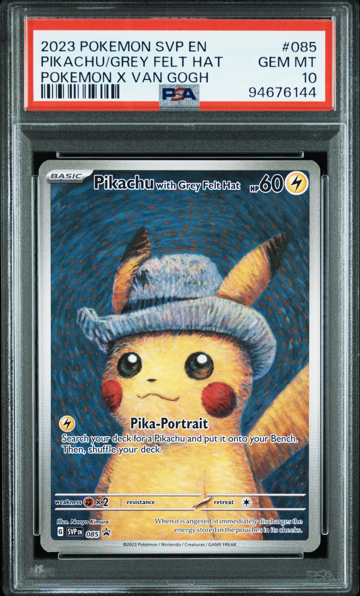 Pikachu With Grey Felt Hat 085 Pokemon X Van Gogh Pokemon PSA 100
