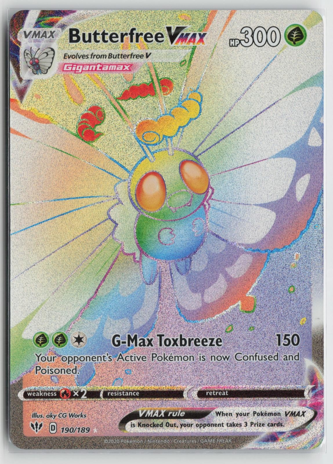 Butterfree VMAX 190/189 Rainbow Rare Darkness Ablaze Pokemon NM