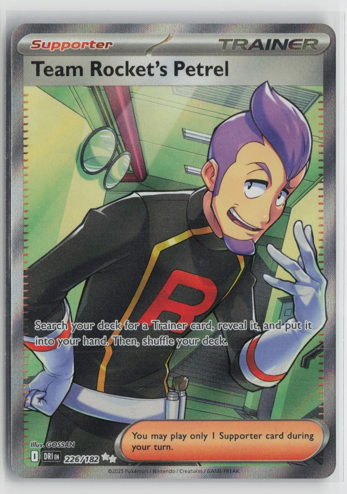 Team Rocket's Petrel 226/182 Ultra Rare Destined Rivals Pokemon NM