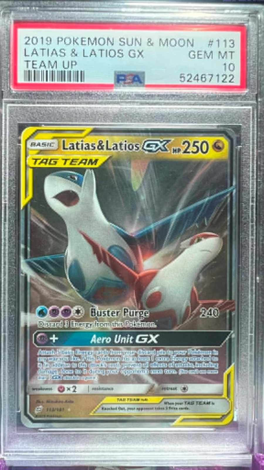 Latias & Latios Gx 113/181 Team Up Pokemon PSA 10