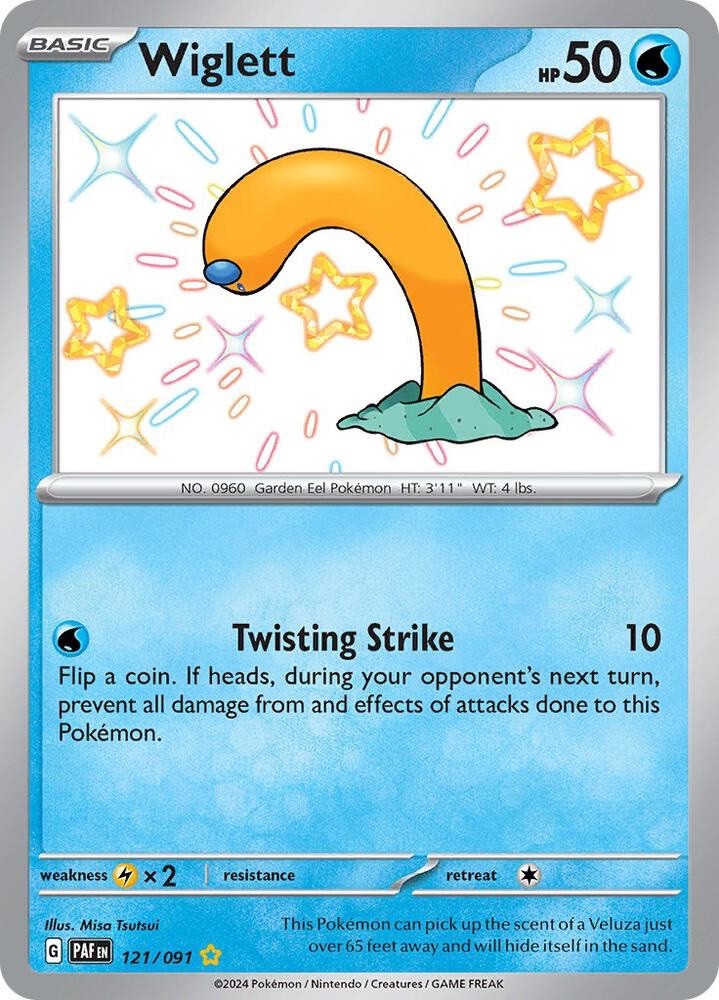 Wiglett 121/091 Paldean Fates PAF Shiny Rare Near Mint Pokemon 2024