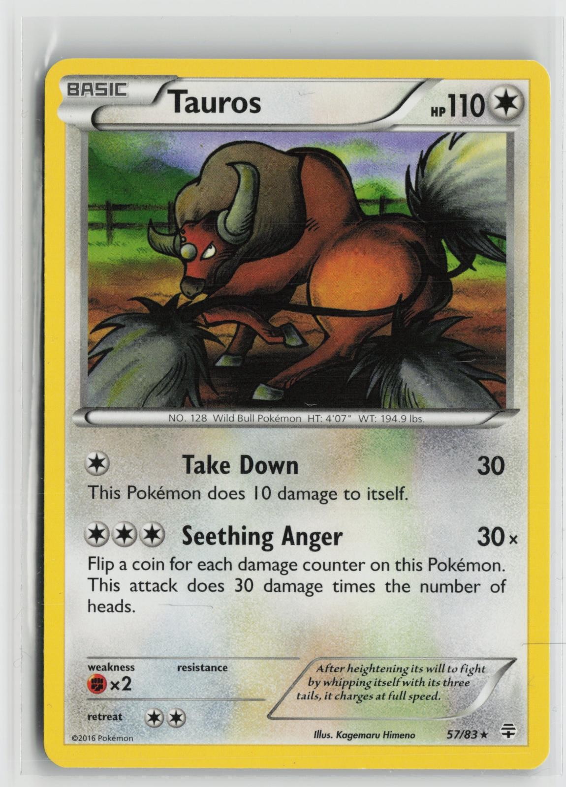 Tauros 57/83 Rare Generations Pokemon NM