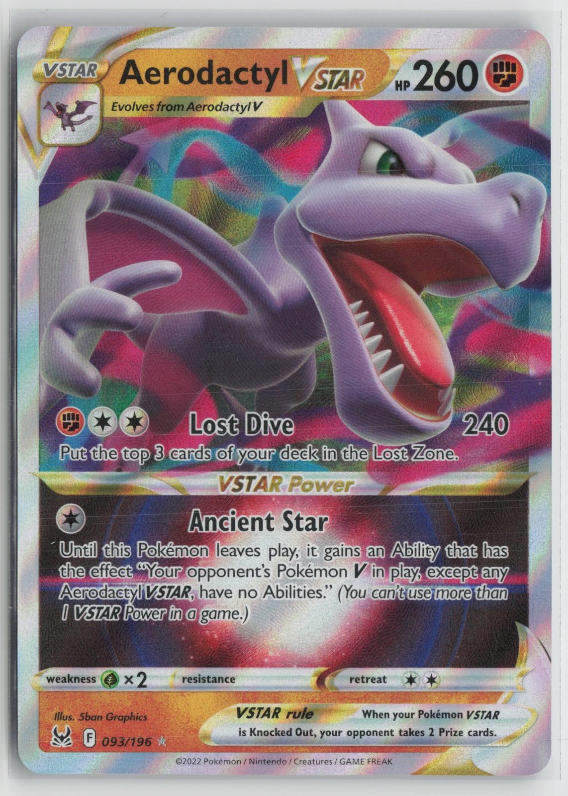 Aerodactyl VSTAR 093/196 Holo VSTAR Rare Lost Origin Pokemon NM
