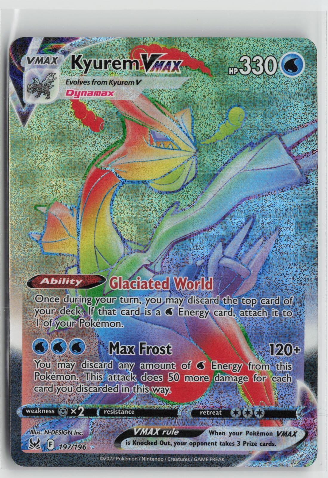 Kyurem VMAX 197/196 Rainbow Rare Lost Origin Pokemon NM