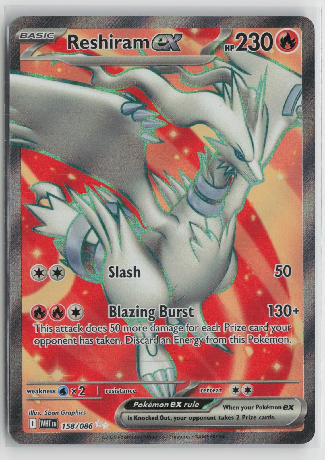 Reshiram ex 158/086 Holo Ultra Rare White Flare Pokemon NM
