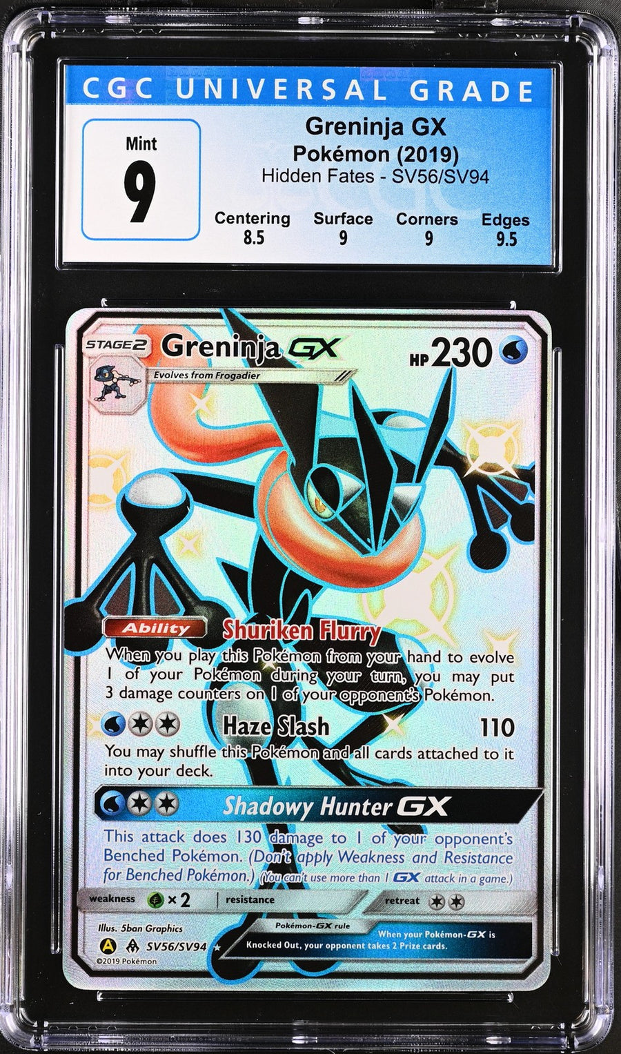 Greninja Gx SV56/SV94 Shiny Vault Holo Hidden Fates Pokemon CGC 9 Mint0