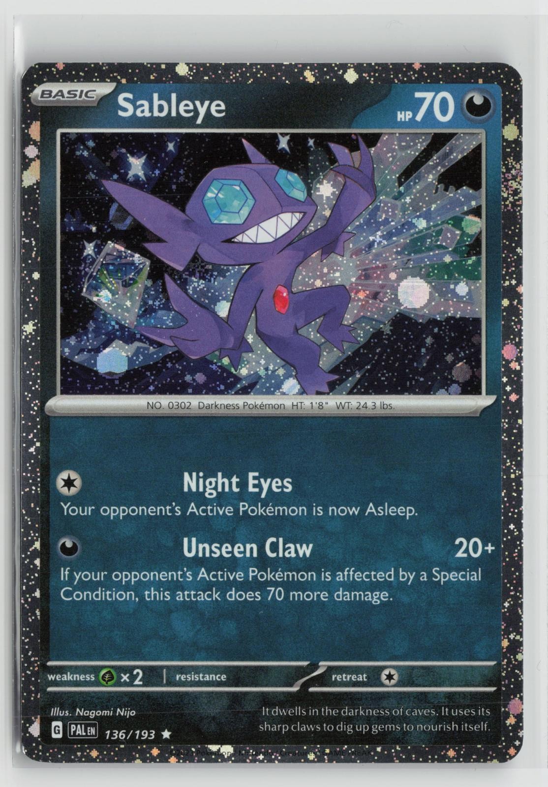 Sableye 136/193 Cosmos Rare Paldea Evolved Pokemon NM
