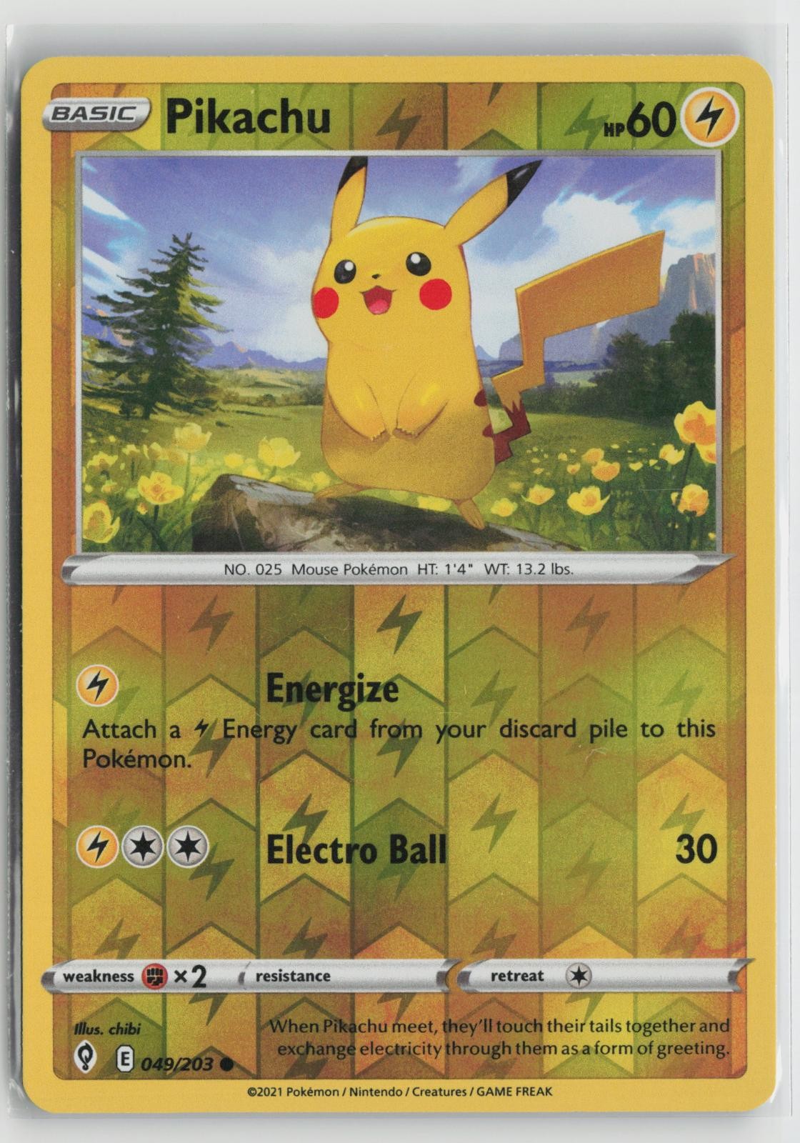 Pikachu 049/203 Common Evolving Skies Pokemon NM