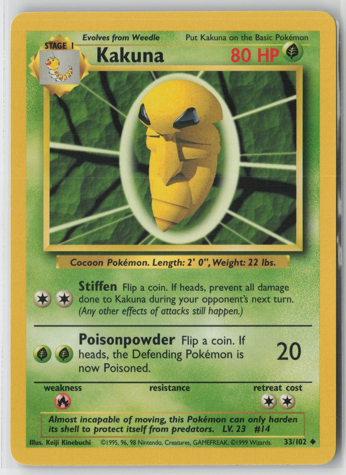 Kakuna 33/102 Uncommon Base Set Pokemon LP