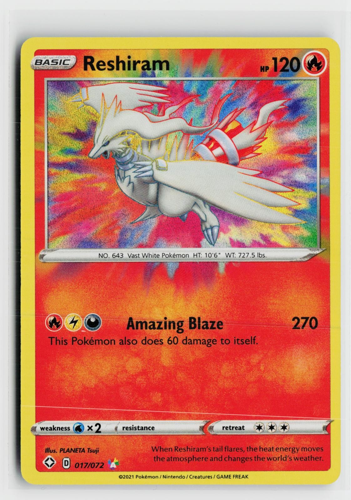 Reshiram 017/072 Shining Fates NM Amazing Rare Holo Pokemon
