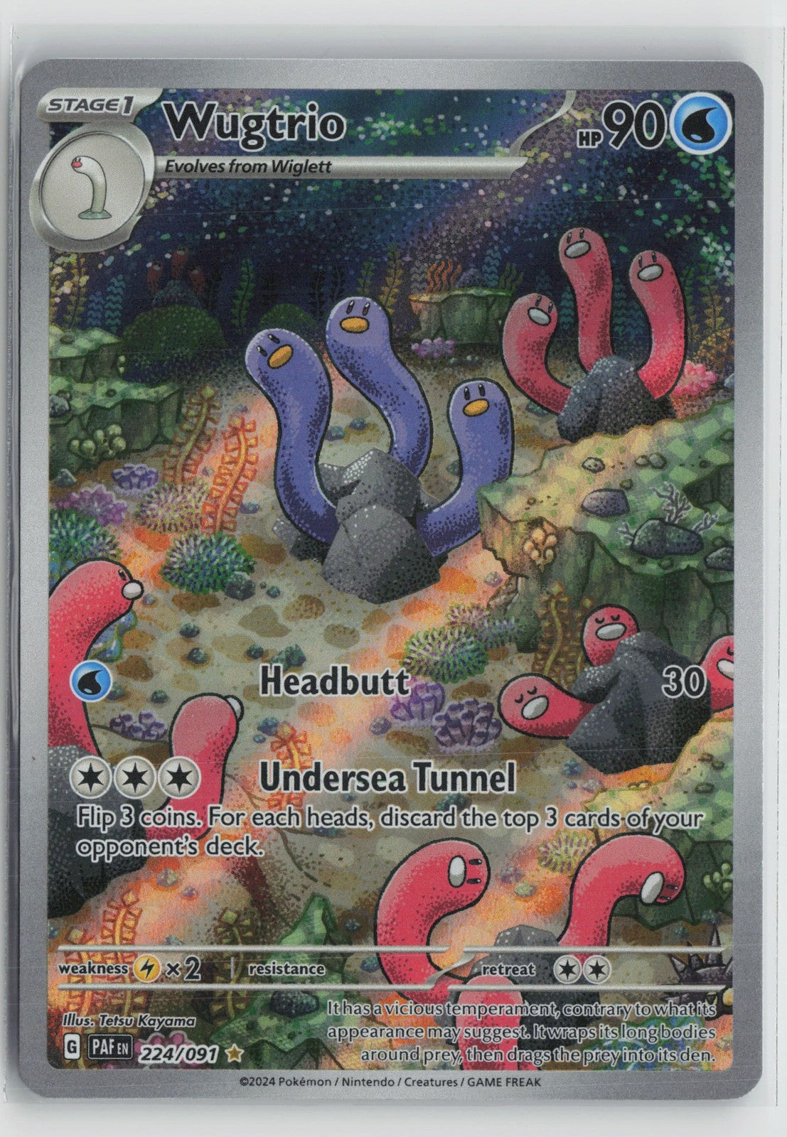 Wugtrio 224/091 Illustration Rare Paldean Fates Pokemon NM