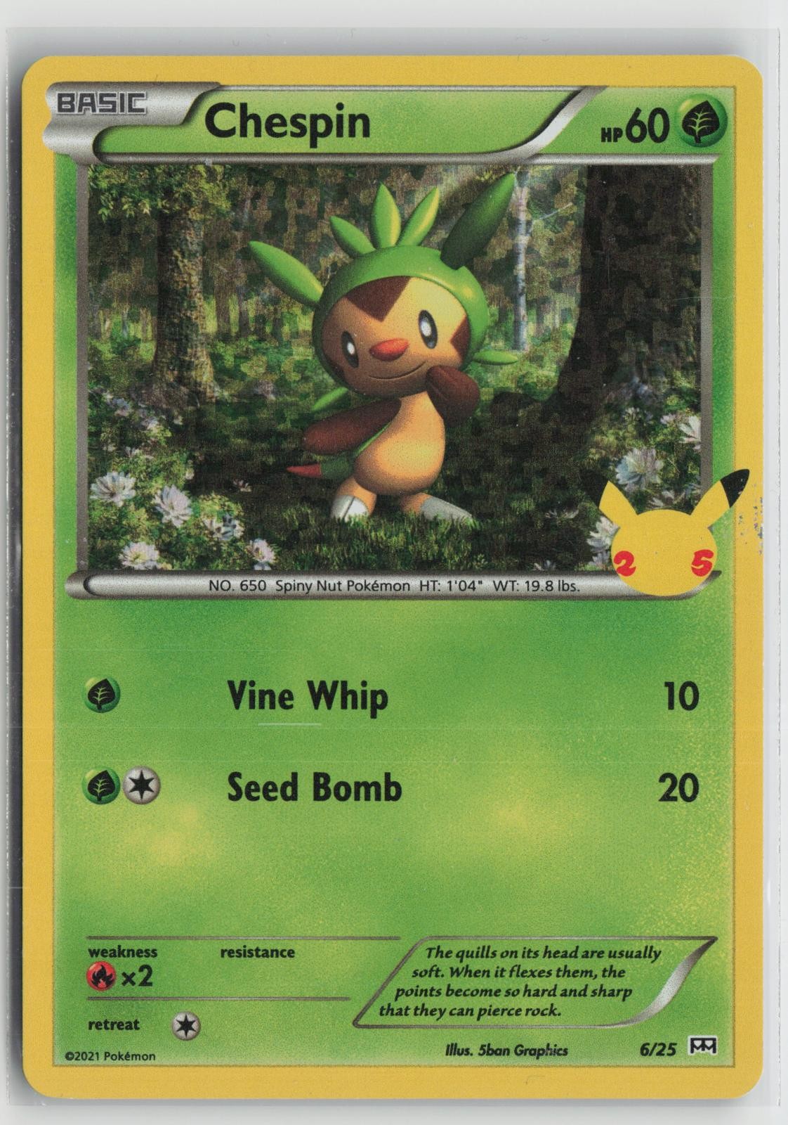 Chespin 006/025 Promo McDonald's 25th Anniversary Promos Pokemon NM
