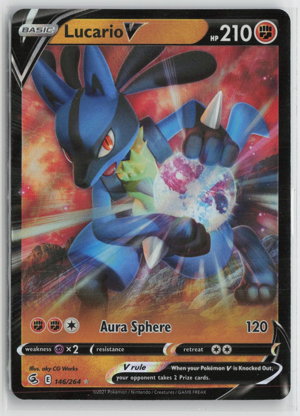 Lucario V 146/264 Holo V Rare Fusion Strike Pokemon NM