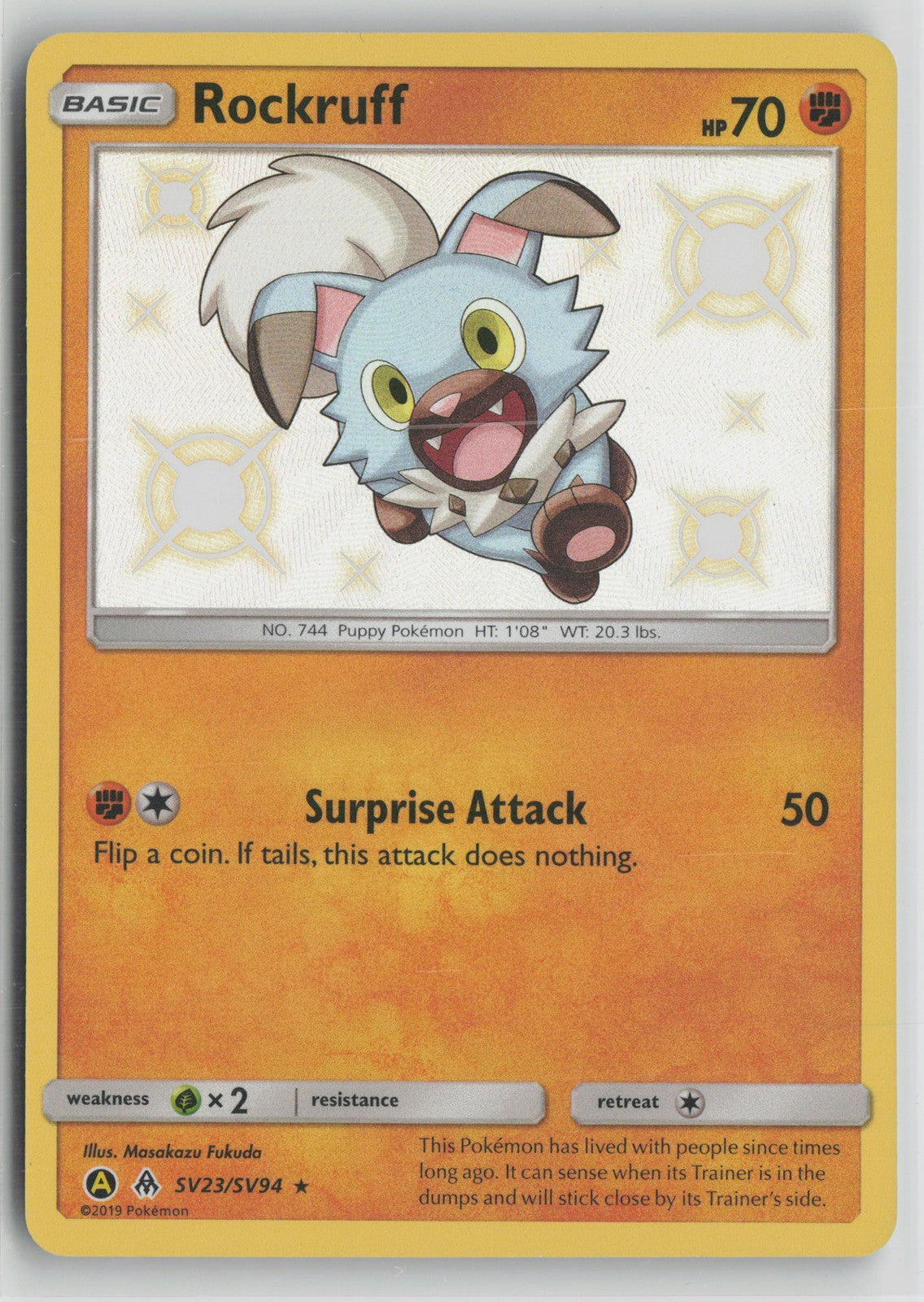 Rockruff Shiny Holo Rare Hidden Fates: Shiny Vault SV23/SV94 NM