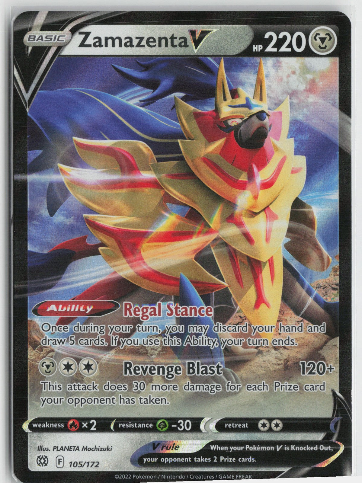 Zamazenta V Ultra Rare SWSH09: Brilliant Stars 105/172 NM