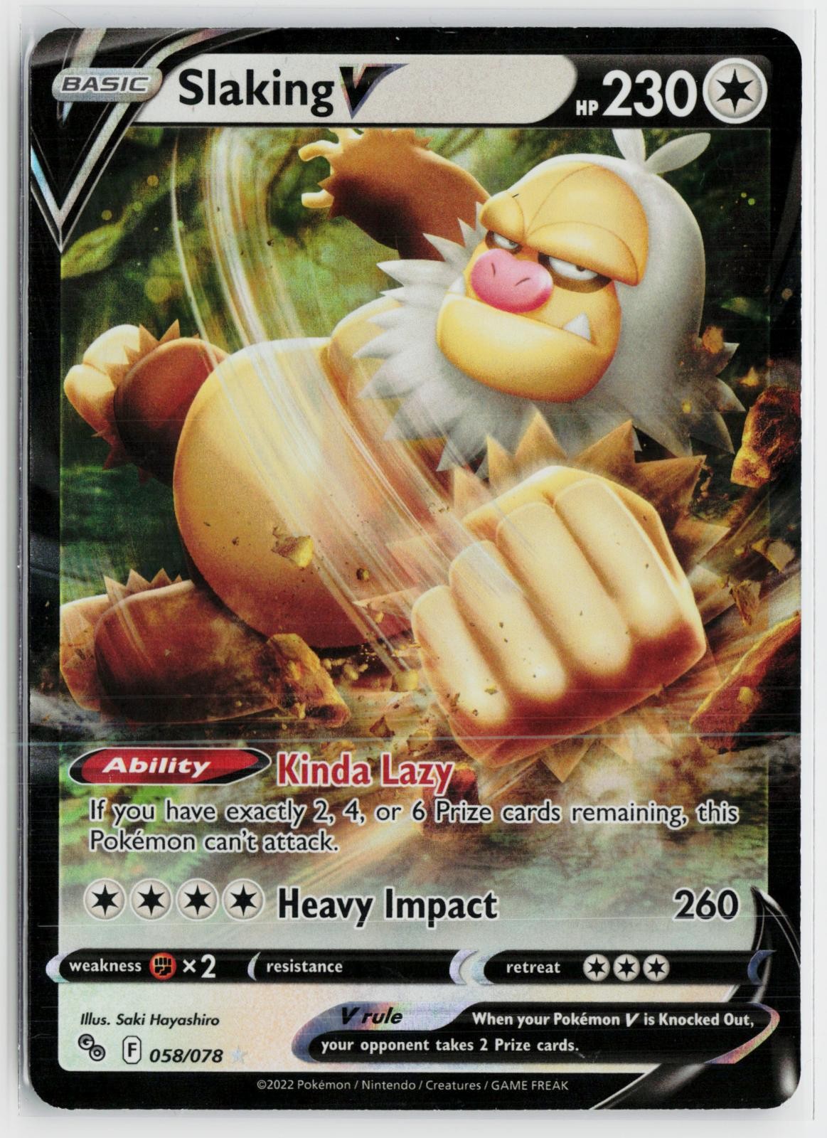 Slaking V 058/078 Pokemon GO NM Holo V Rare Pokemon