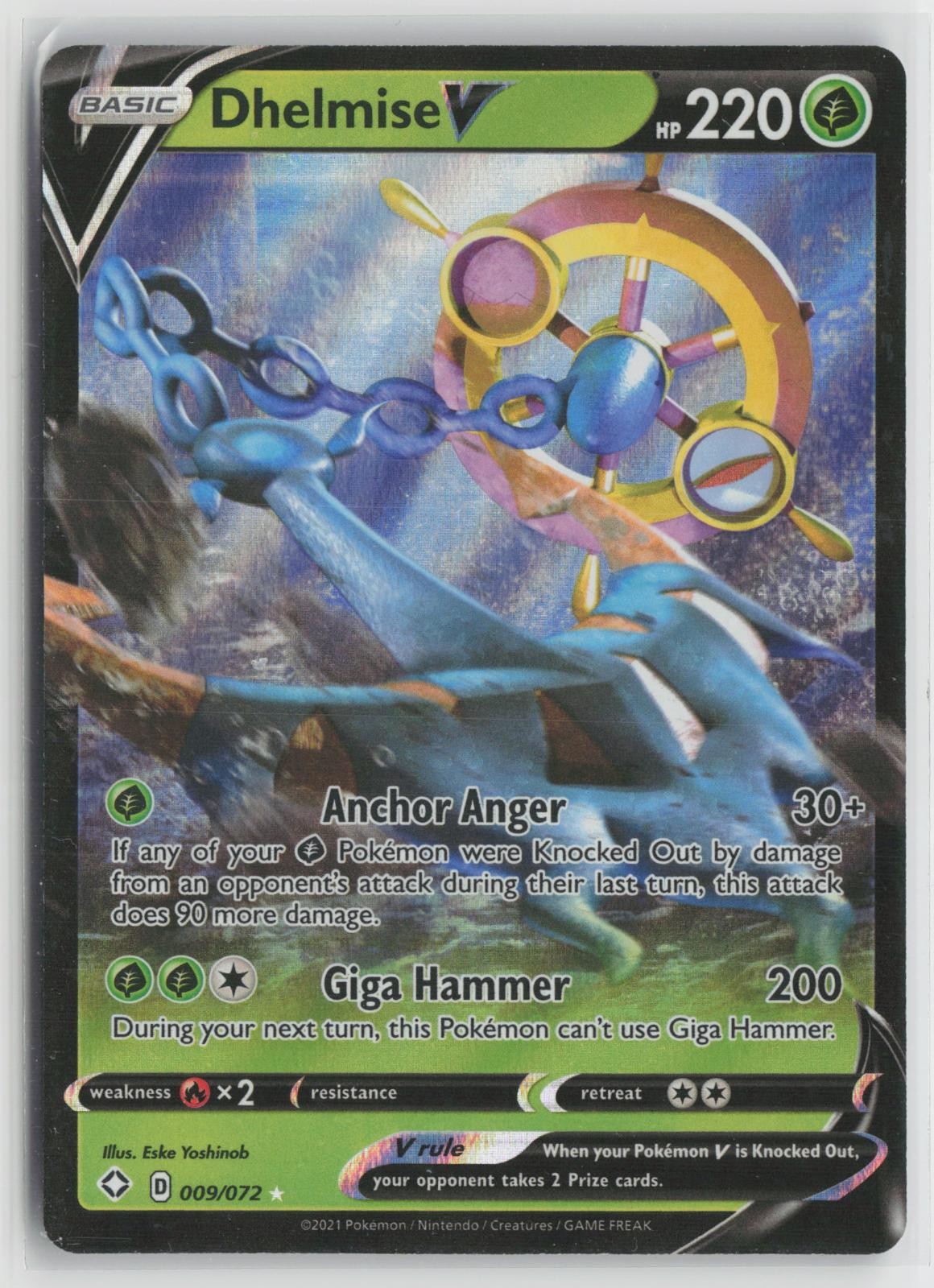Dhelmise V 009/072 Holo V Rare Shining Fates Pokemon NM