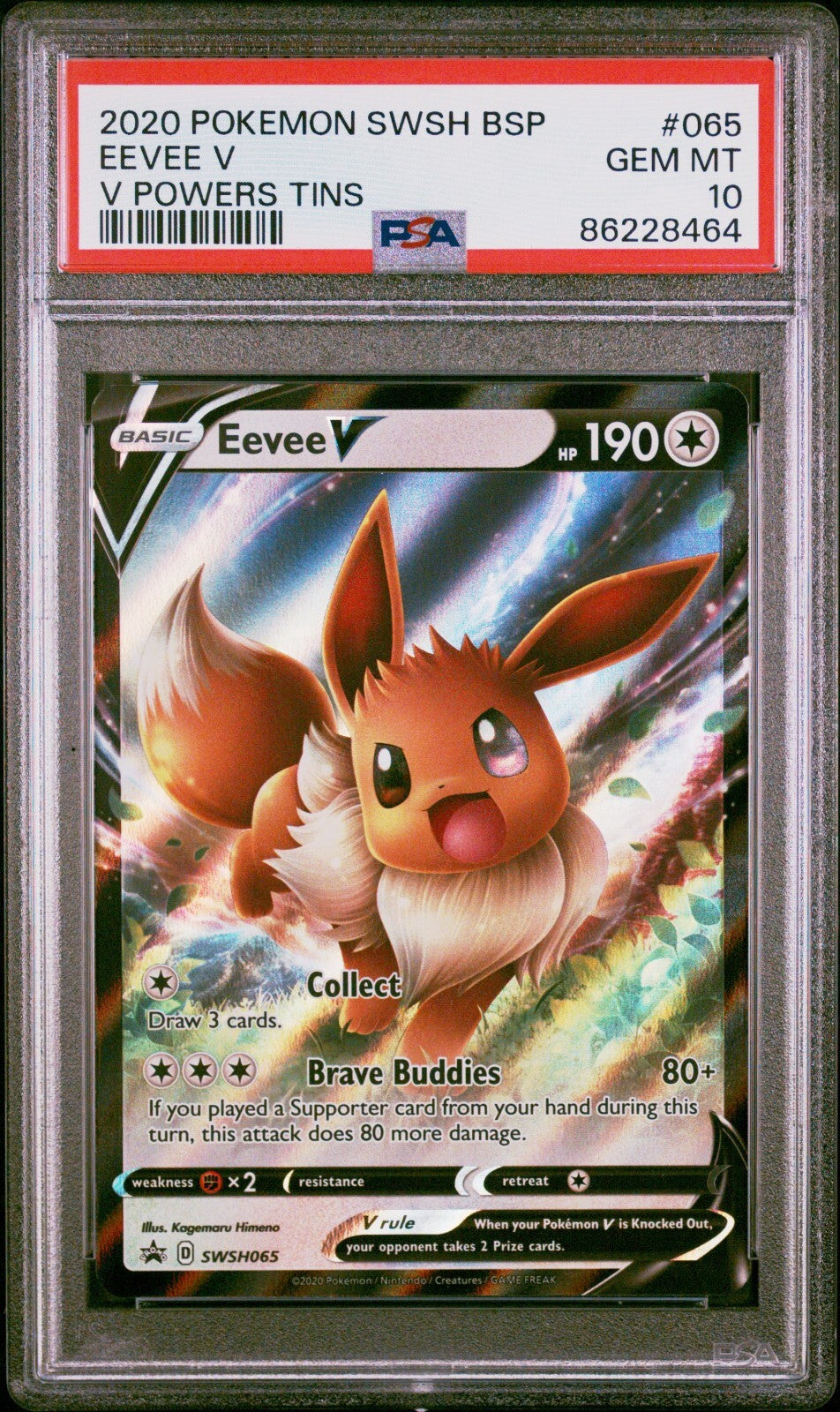 EEVEE V SWSH065 PSA 10 V POWERS TINS BLACK STAR PROMO POKEMON 065 65 2020