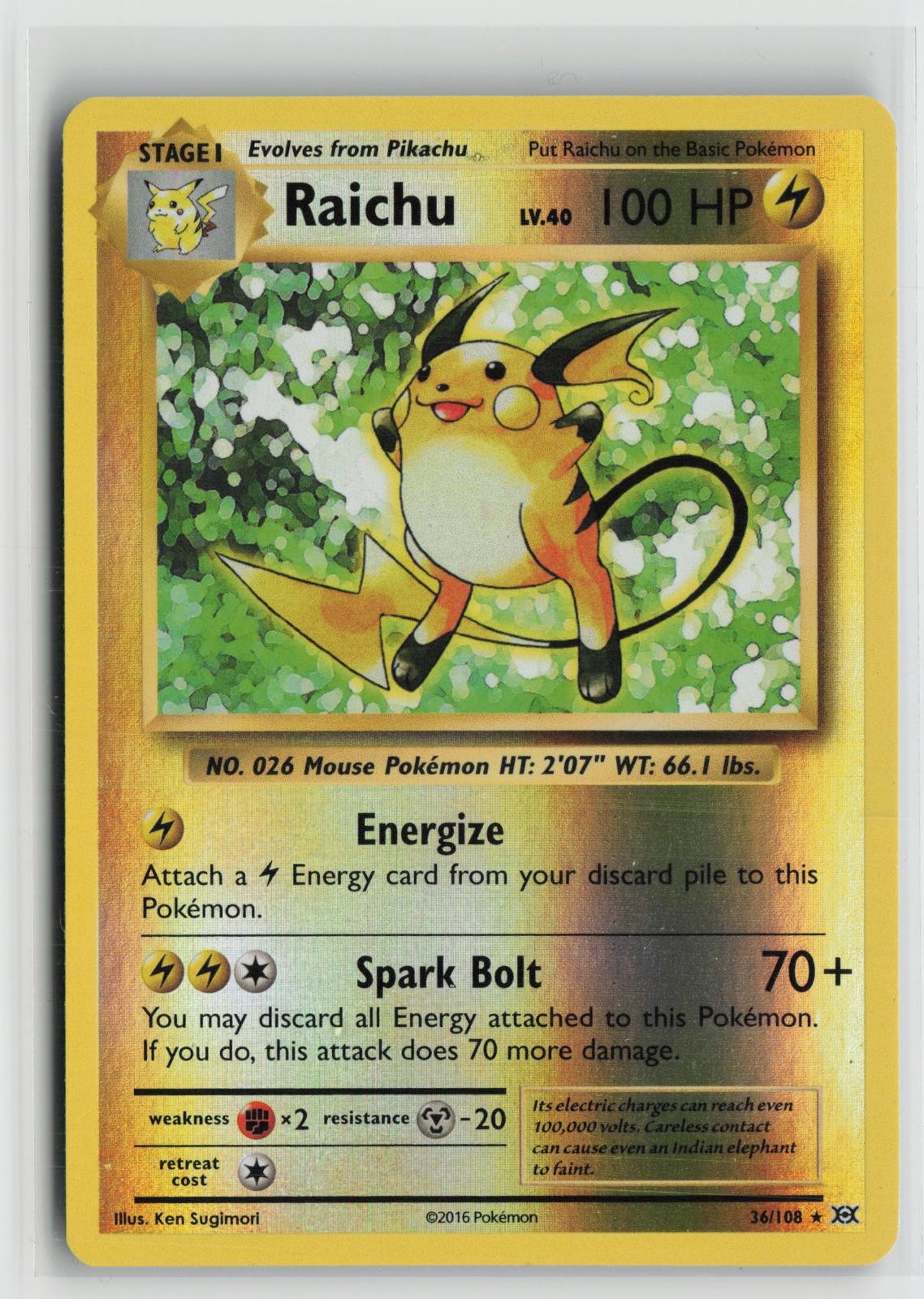 Raichu 36/108 Reverse Holo Rare Evolutions Pokemon NM