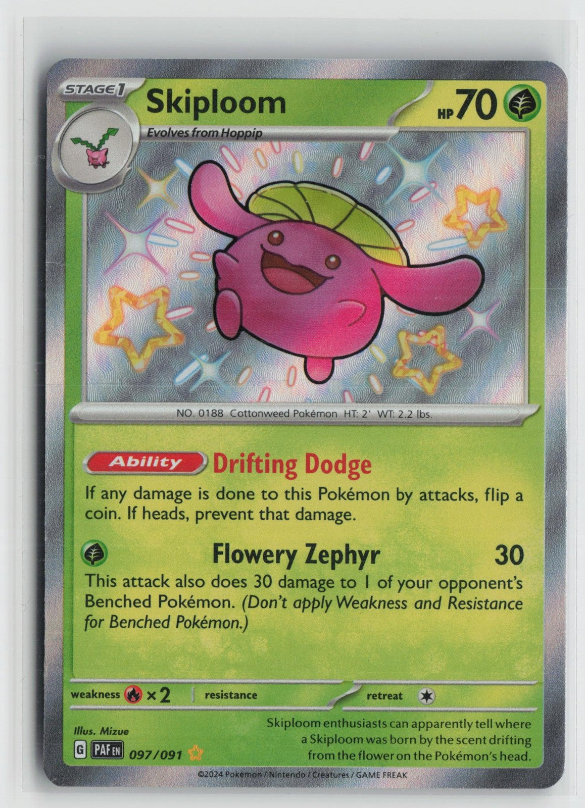 Skiploom 097/091 Shiny Rare Paldean Fates Pokemon NM