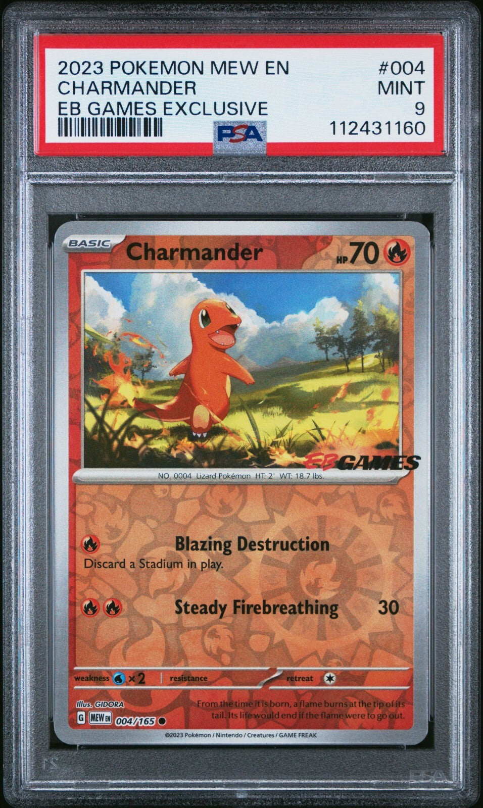 CHARMANDER 004/165 PSA 9 EB GAMES EXCLUSIVE PROMO POKEMON CARD HOLO ENGLISH