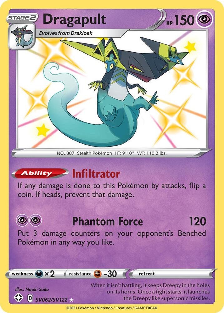Dragapult SV062/SV122 Shining Fates SHF Shiny Rare Near Mint Pokemon 2021