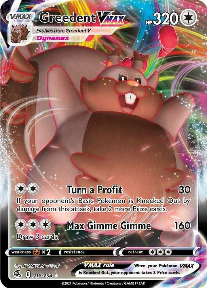 Greedent VMAX 218/264 Fusion Strike FST Holo Rare VMAX mint 218 Pokemon