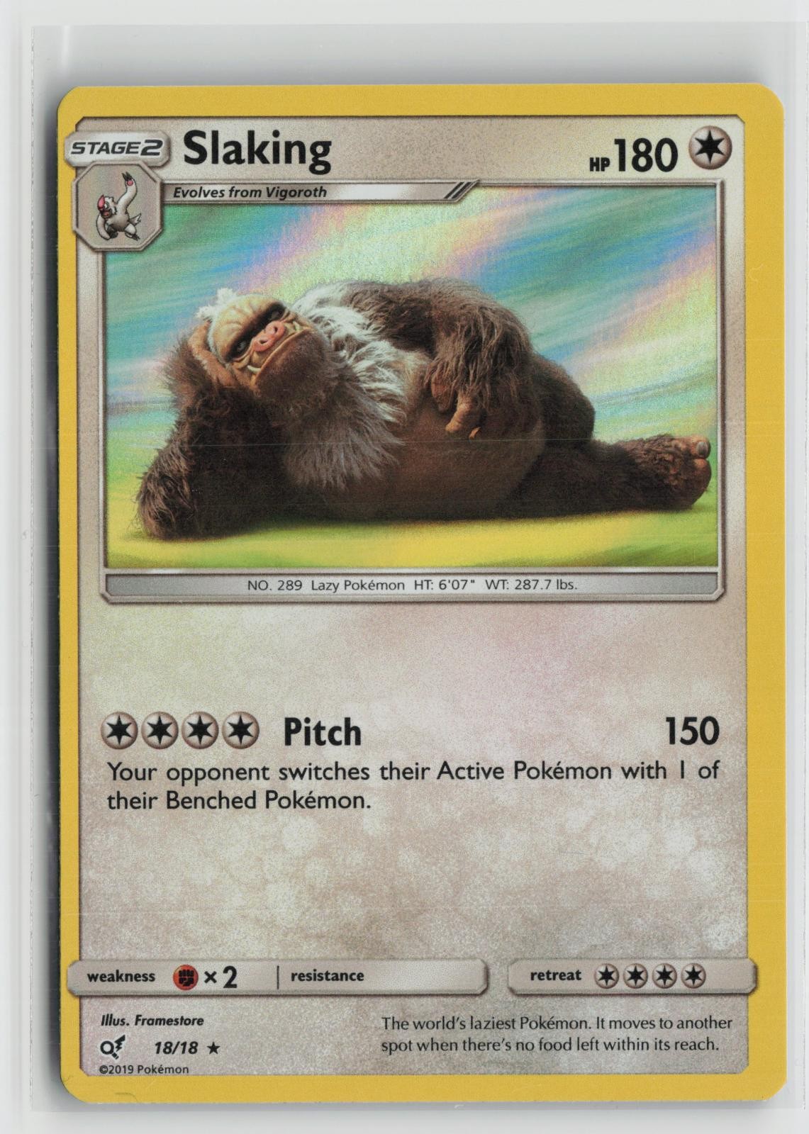 Slaking 18/18 Rare Detective Pikachu Pokemon NM