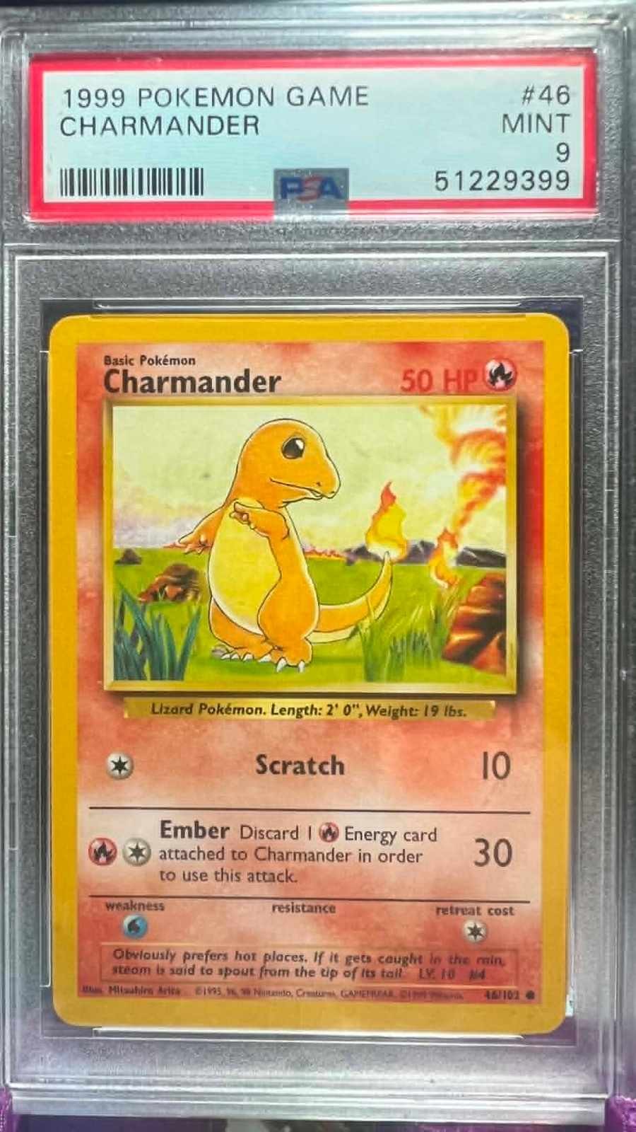 Charmander 46/102 Game Pokemon PSA 9