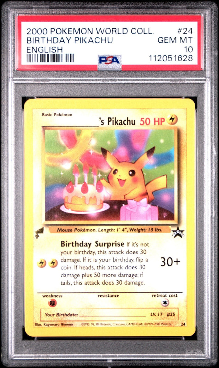 PSA 10 BIRTHDAY PIKACHU Pokemon World Collection #24 2000 Stamped English ____'s