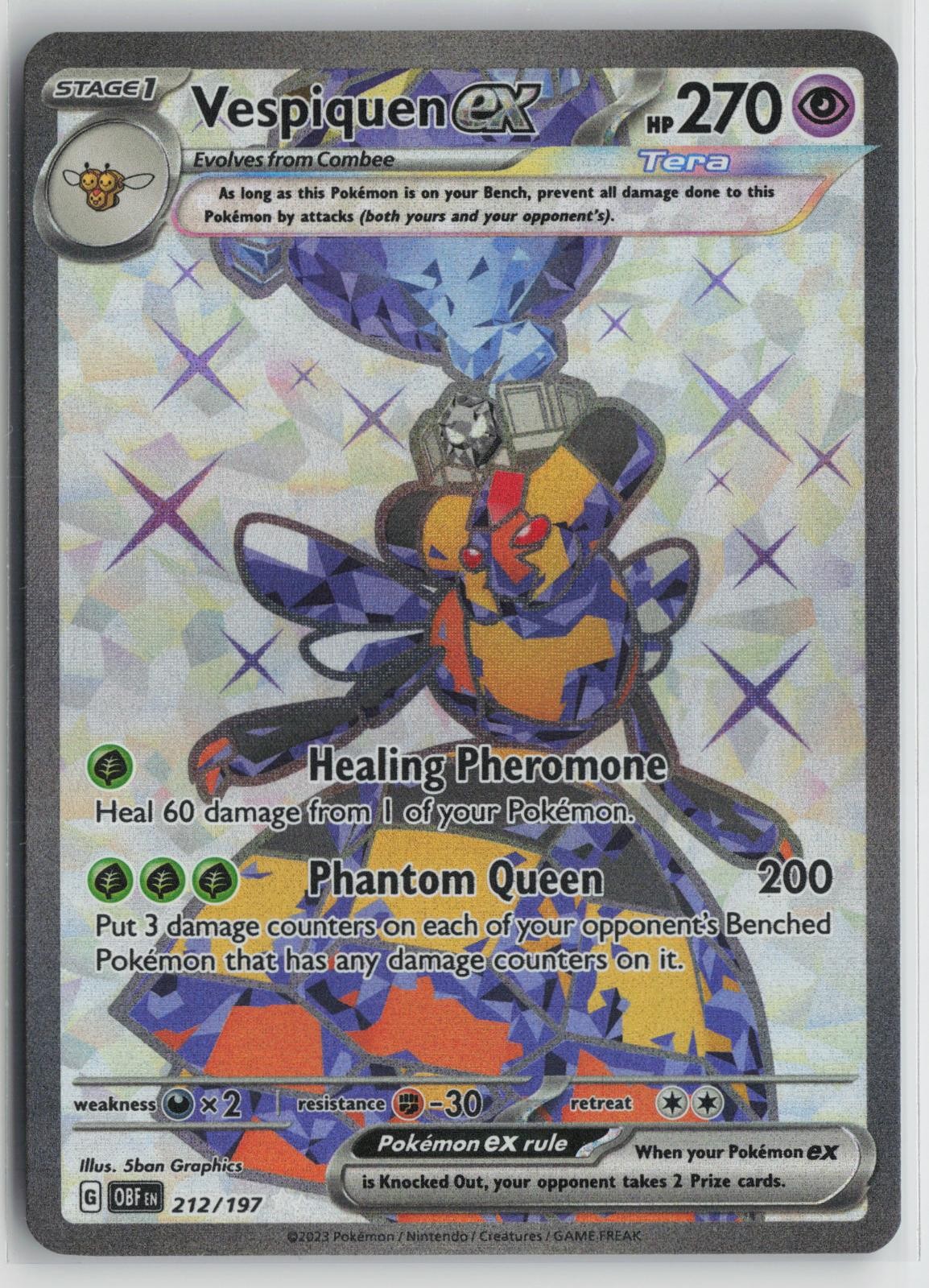 Vespiquen ex 212/197 Ultra Rare Obsidian Flames Pokemon NM