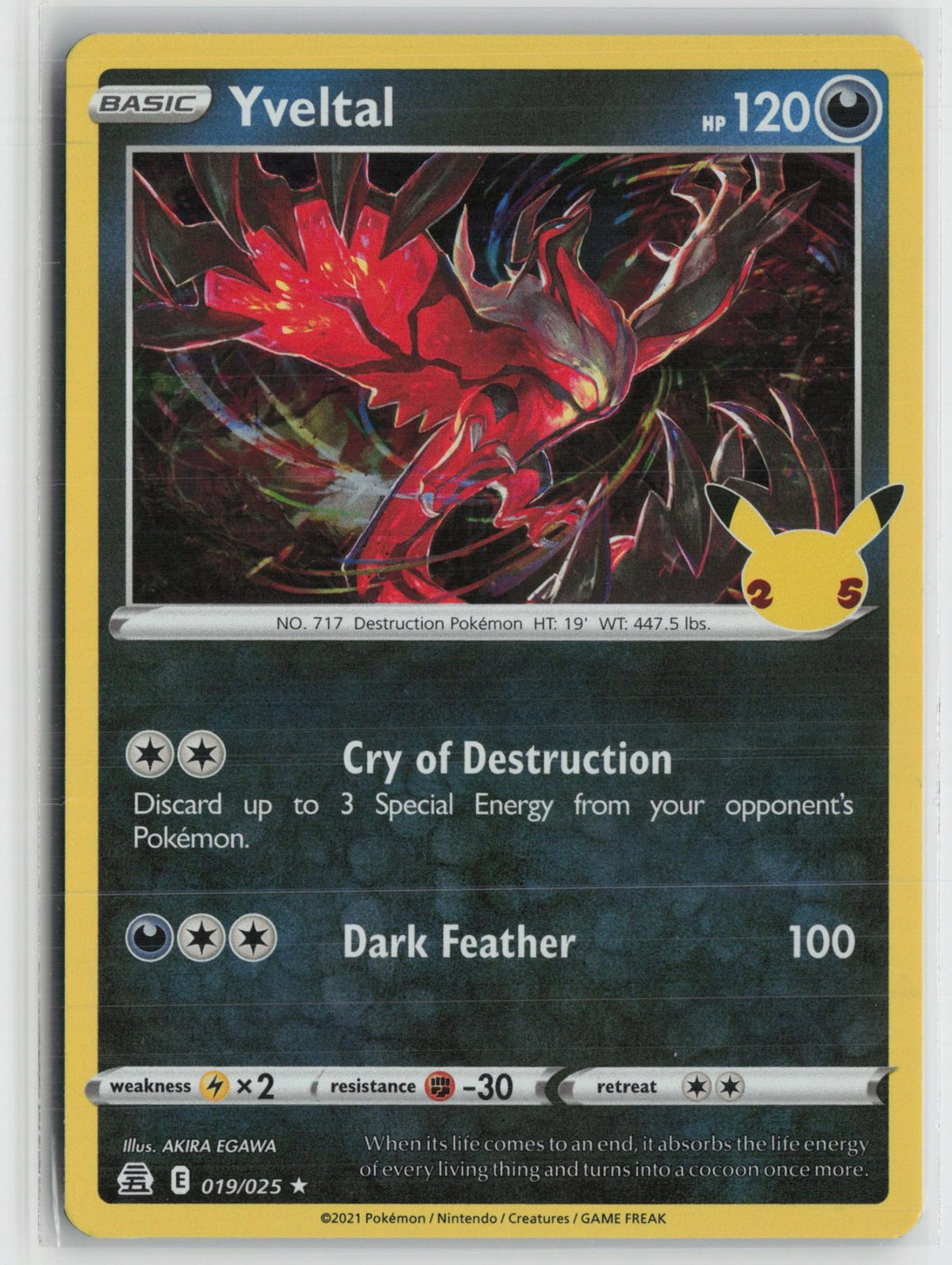 Yveltal 019/025 Rare Celebrations Pokemon NM