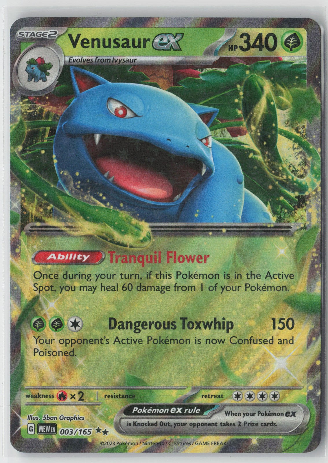 Venusaur ex Double Rare SV: Scarlet & Violet 151 003/165 NM
