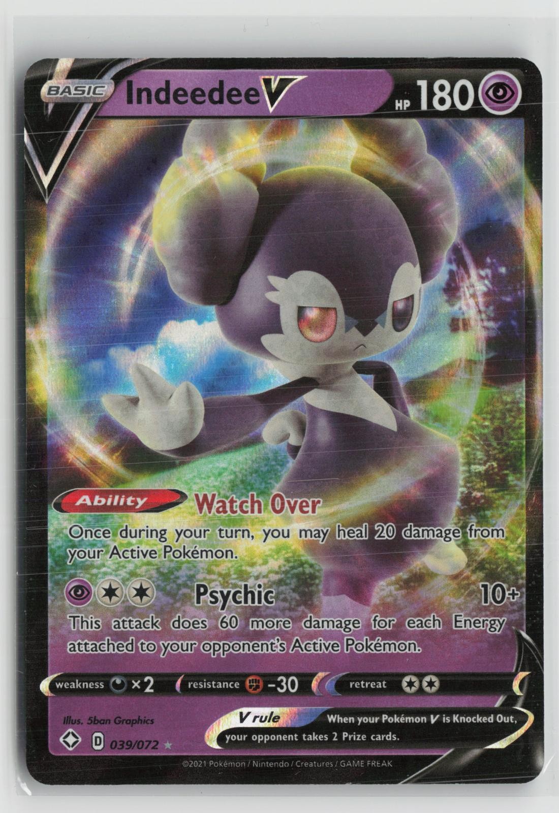 Indeedee V 039/072 Holo V Rare Shining Fates Pokemon NM