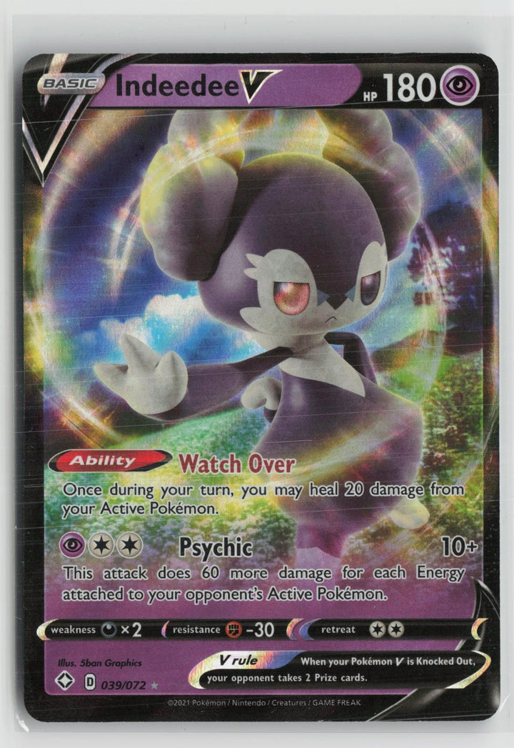 Indeedee V 039/072 Holo V Rare Shining Fates Pokemon NM0